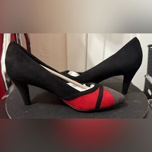 Monroe & Main Black and Red Flats with Geometric Design